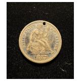 1887 Seated Liberty Dime Love Token