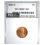1945-D Cent MS67 RD LISTS $140