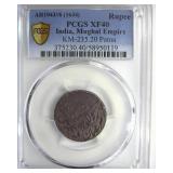 AH1043//6(1634) Rupee PCGS XF40 Mughal Empire