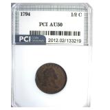 1794 Half Cent AU50 LISTS $12500