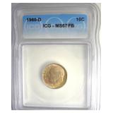 1960-D Dime ICG MS67 FB LISTS $400
