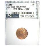 1890 Farthing PCI MS64+ RB Great Britain Arlington