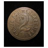 1800s Chile 2 Peso Token UNC