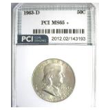 1963-D Franklin PCI MS65+
