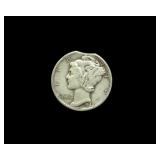 1942 Dime Clipped