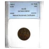 1853-C 1/2 Pice NNC AU55 India