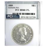 1958 S$1 PCI MS68 PL Canada