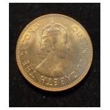 1953 Jamaica 1 Penny Rare in BU