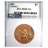 1997 Panda Dollar PCI MS68 PL Liberia Rare