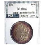 1886 Morgan PCI MS65 Golden Purple