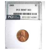 1955 Cent MS67 RD LISTS $850