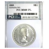 1958 S$1 PCI MS69 PL Canada