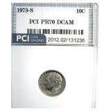 1973-S Dime PR70 DCAM LISTS $1050