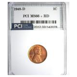 1948-D Cent MS66+ RD LISTS $125