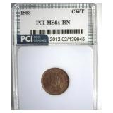 1863 Civil War Token PCI MS64 BN
