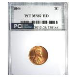 1944 Cent MS67 RD LISTS $200