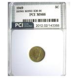 1949 5 Cents PCI MS66 Hong Kong KM26