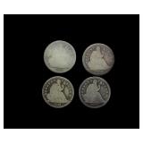 1838 Dime 4 PC LOT