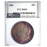 1896 Morgan PCI MS65 Golden Purple