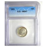 1953 Dime ICG MS67 LISTS $140