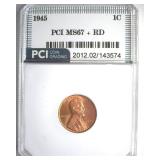 1945 Cent MS67+ RD LISTST $6250