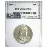 1962-D Franklin MS66 FBL LISTS $1650