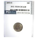 1973-S Dime PR70 DCAM LISTS $1050