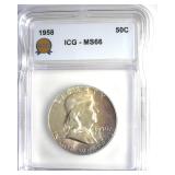 1958 Franklin ICG MS66 Excellent Toning