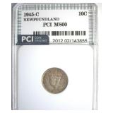 1945-C 10 Cents PCI MS60 Newfoundland