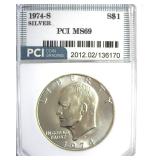 1974-S Silver Ike MS69 LISTS $11500