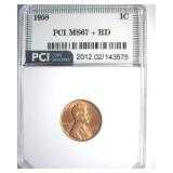 1958 Cent MS67+ RD LISTS $7500