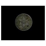 1852 3 Cents F-VF