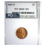 1945-D Cent MS67 RD LISTS $140