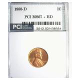 1958-D Cent MS67+ RD LISTS $3000