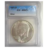 1971-S Silver Ike ICG MS67+ LISTS $3150