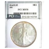 1991 Silver Eagle MS70 LISTS $1550
