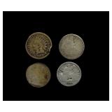 1837 1853 Arrows 1858 1863 Cent & Dimes 4 Pc Lot
