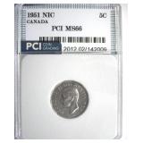 1951 NIC 5 Cents PCI MS66 Canada