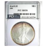 1996 Silver Eagle MS70 LISTS $3250