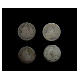 1838 Dime 4 PC LOT