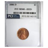 1936-D Cent MS66+ RD LISTS $150