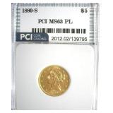 1880-S Gold $5 MS63 PL LISTS $6500