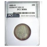 1955-G 5 Mark PCI MS64 Germany KM-115