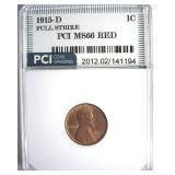 1915-D Cent MS66 RD Full Strike LISTS $3250