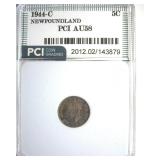 1944-C 5 Cents PCI AU58 Newfoundland