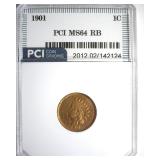 1901 Cent MS64 RB LISTS $210