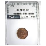1874 Cent MS65 RB LISTS $750