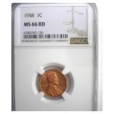 1958 Cent NGC MS66 RD