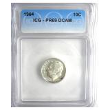 1964 Dime ICG PR69 DCAM LISTS $125