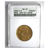 2000-D Sacagawea ANACS MS65 Rev Die Gouge